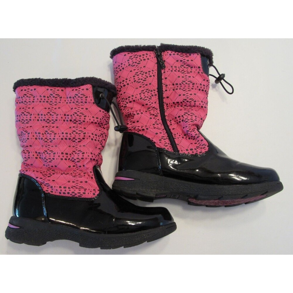 Totes Winter Boots Black and Pink Faux Fur Lined Side Zip Size 6M - Picture 3 of 10